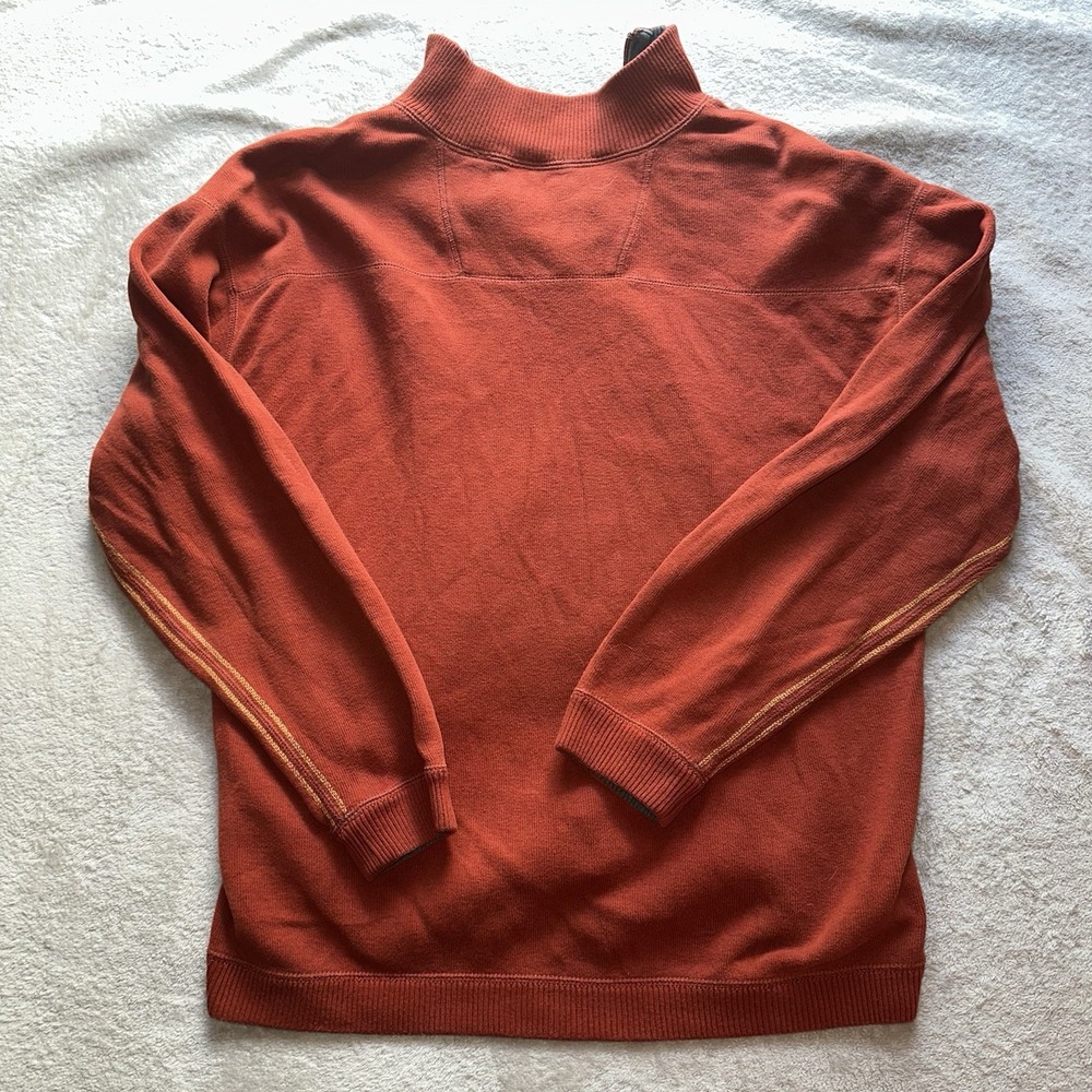 TOMMY BAHAMA Flipshore Reversible Half Zip Pullover Sweater Orange Gray Mens XL - Picture 8 of 10
